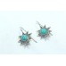 Earrings Silver 925 Sterling Dangle Drop Women Turquoise Stone Handmade B663